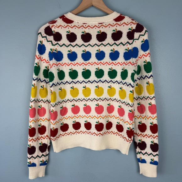 Boden Fair Isle Rainbow Apple Crew Neck Sweater Women's XS Wool Cashmere Blend - Picture 5 of 5